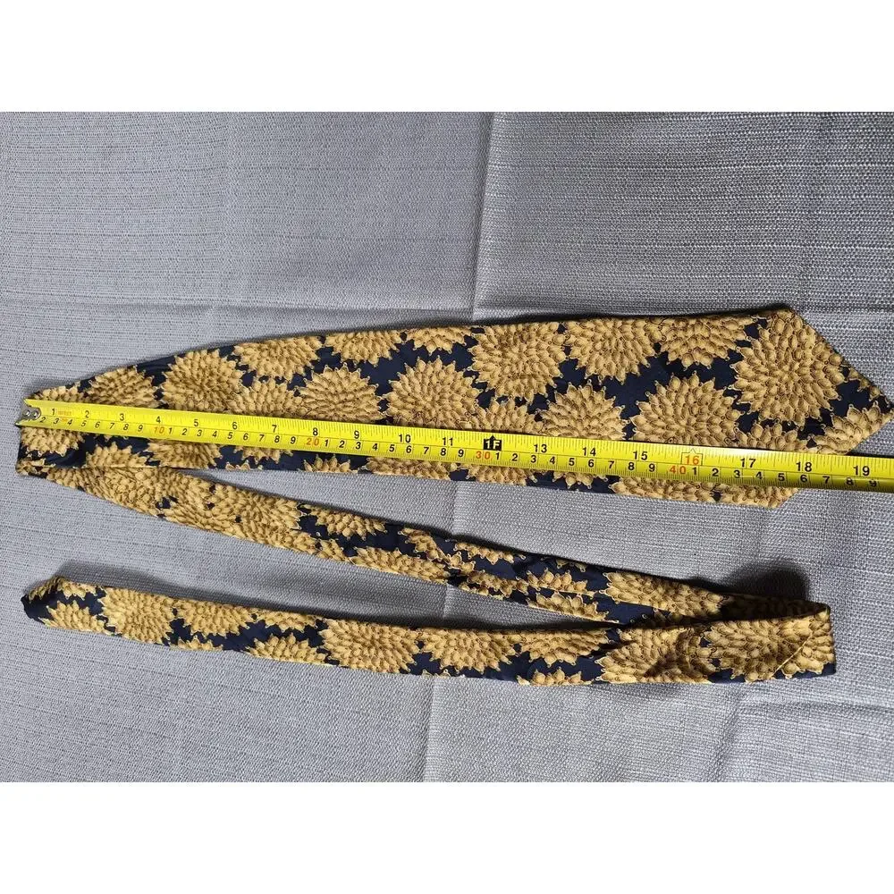 Carlo Ricci Tie Mens Gold Navy Silk Floral Sunburst Necktie Handmade Italy